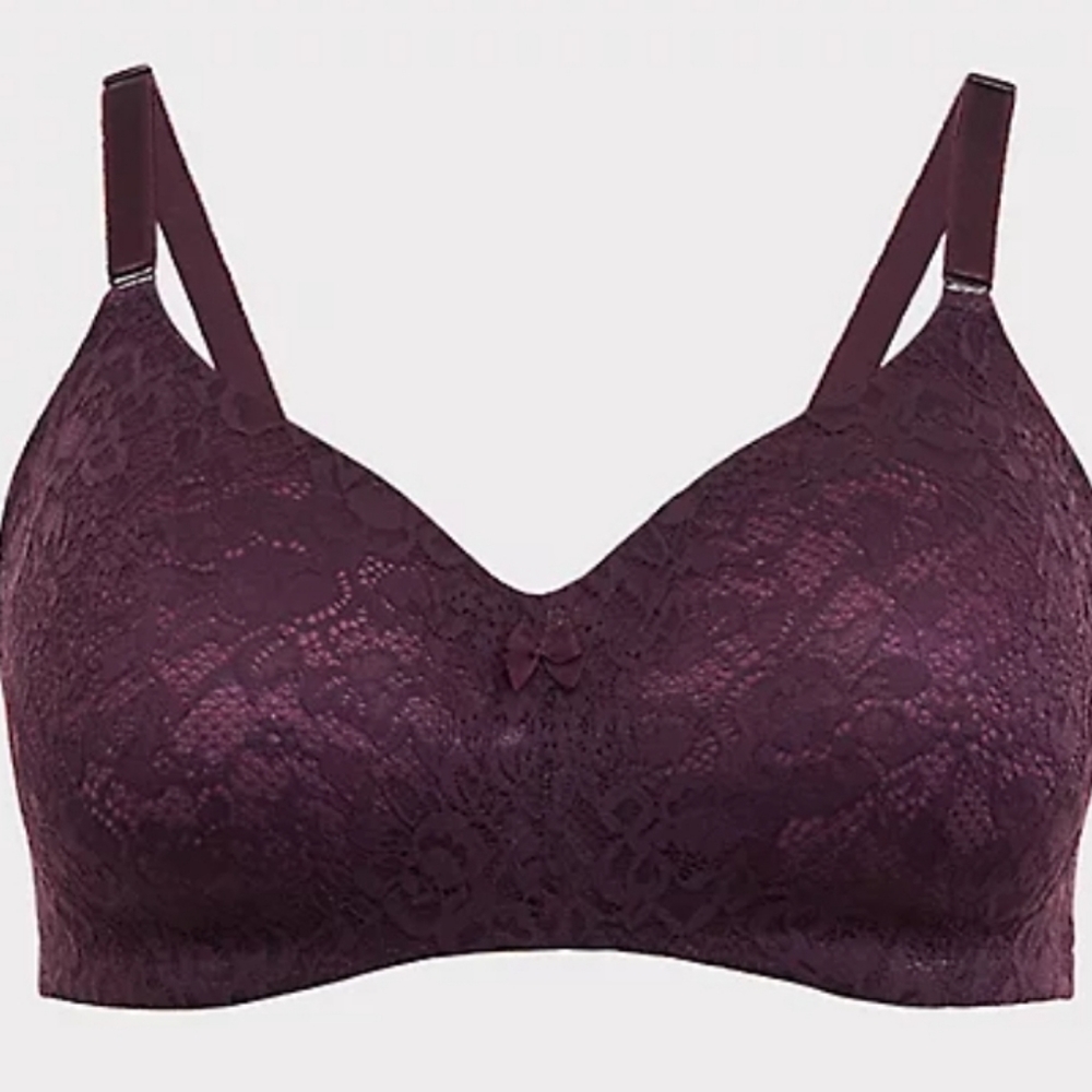 TORRID 40D Purple Lace Wire-Free 360° Back Smoothing Lightly Lined Everyday Bra